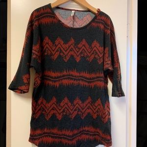 Burnt orange and black pattered sweater